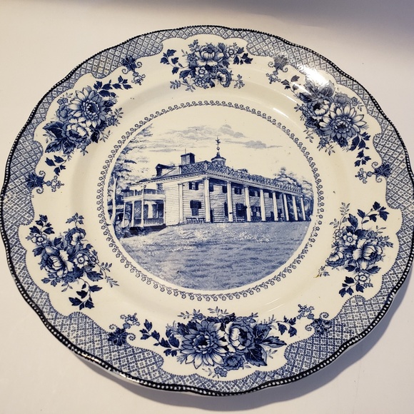 Buffalo pottery Washingtons home blue 10" plate - Picture 1 of 2